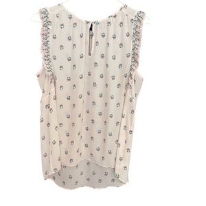 Kaari Blue Women’s Size XL Sleeveless Blouse Cream With Pink Flowers